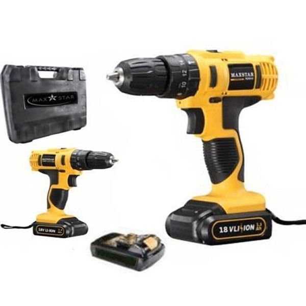 Maxstar Kovan Mutfak Maxstar 18v 1.3 Ah Turbo Li-ion Çift Akülü Darbesiz Vidalama Şarjlı Matkap Çantalı