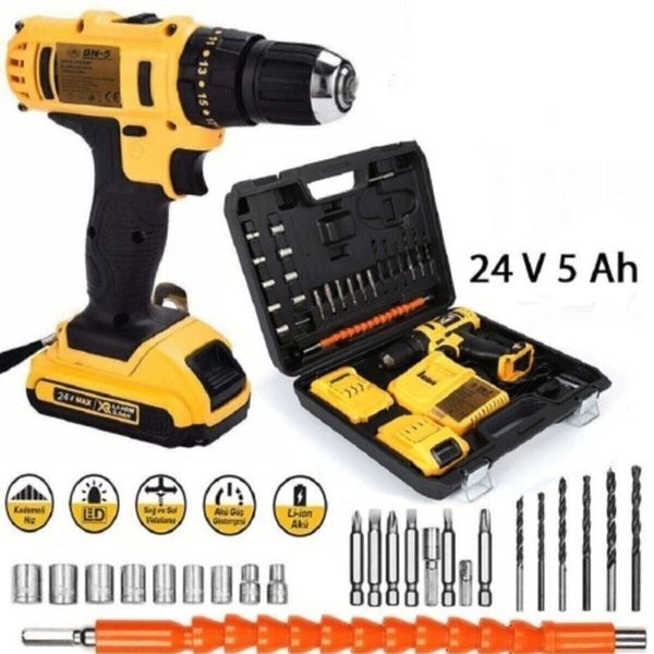 Ban-Co BN5 Pro 24 W 5 Ah Çift Akülü 27 Pcs Set Şarjlı Vidalama Matkap