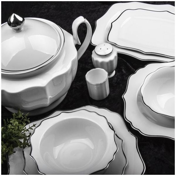 Aryıldız 34001 60 Parça Silver Porselen Yemek Takımı