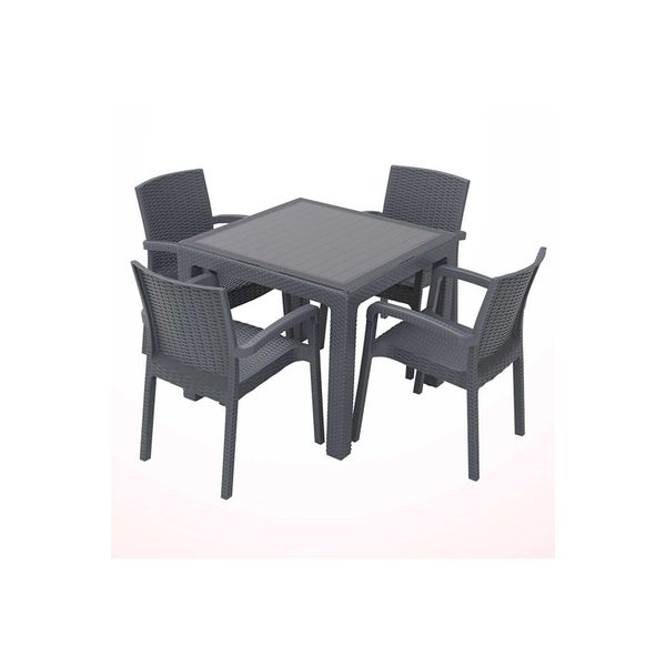 Violet Rattan Camlı Masa Takımı