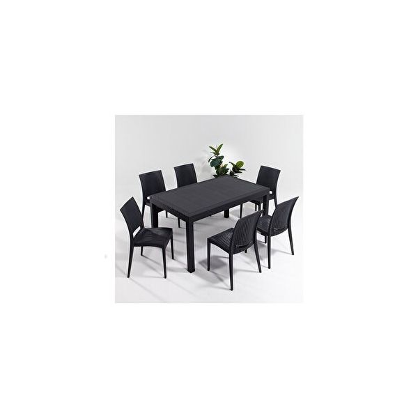Sandalie Rattan Antrasit 90x150 cm Bahçe Masa Seti