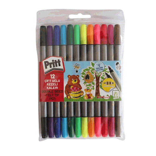Pritt Çift Uçlu 12 Renk Keçeli Kalem