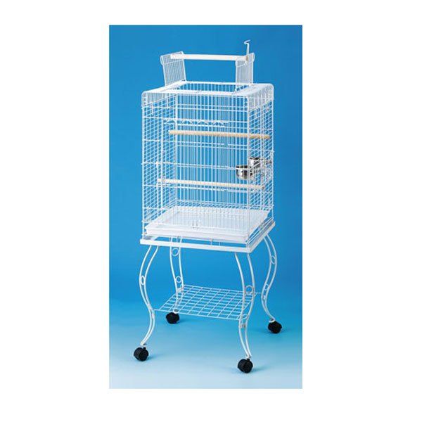 QH Pet Cage Beyaz Sehpalı Papağan Kafesi