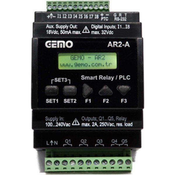 Gemo AR2-A-230VAC-8D-RTC Programlanabilir Akıllı Röle