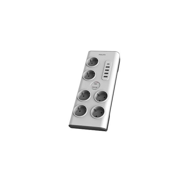 Philips SPN7060WA/62 5 USB Şarj Bağlantı 1 Usb-C 15 W ve 4 Usb-A 20 W 900j 2 m Örgü Kablo 6'lı Akım Korumalı Priz