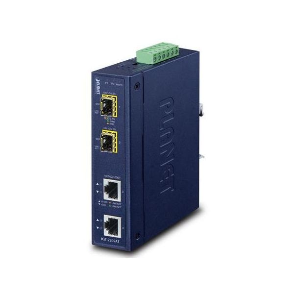 Planet PL-IGT-2205AT 2 Port 1000T to 2 Port 2500X SFP Endustriyel Media Converter