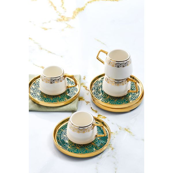 Karaca Verde 90 ml 6 Kişilik Beyaz Kahve Fincan Takımı