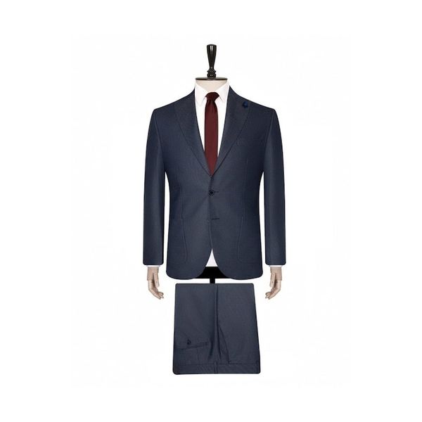 Hatemoğlu Lacivert Slim Fit Desenli Takım Elbise