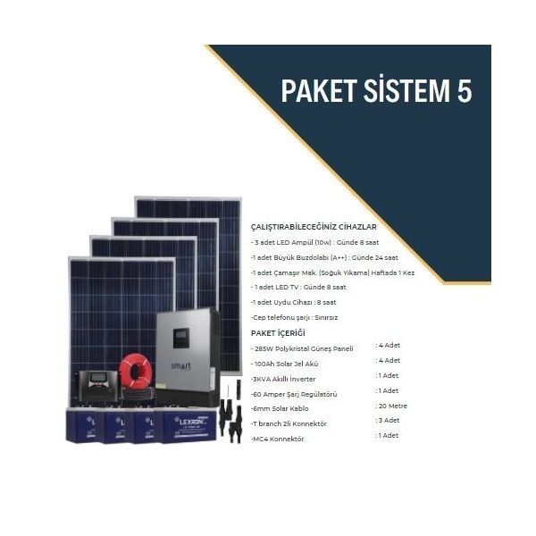 Güneş Enerjisi Bağ Evi Solar Paketi 3Kva İnverter 280W Güneş Paneli