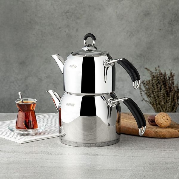 Nehir Modern Maxi Siyah Çaydanlık