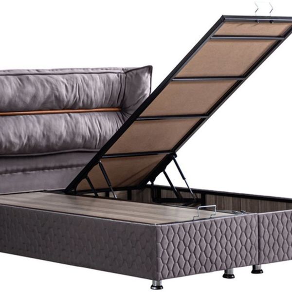 Setay Mobilya 100x200 cm Barselona Antrasit Gri Baza ve Başlık Seti
