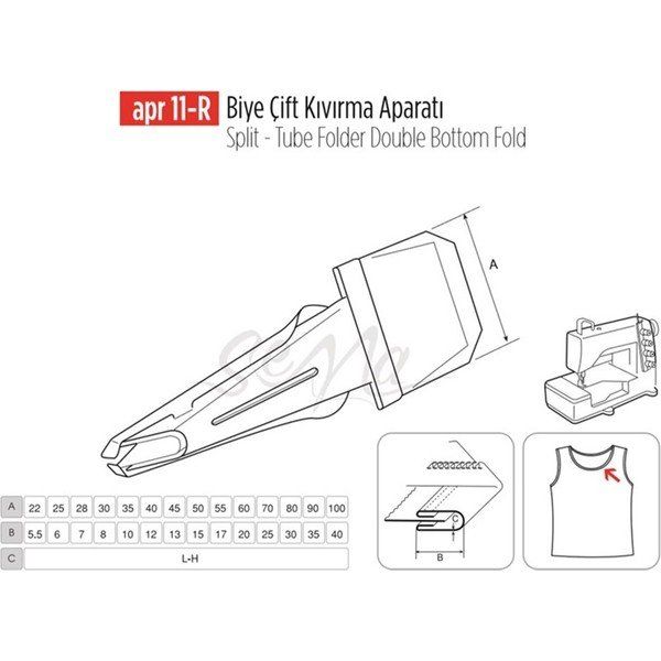 Apr Apere Apr 11-R 70 mmx25 mm Biye Çift Kıvırma Aparatı