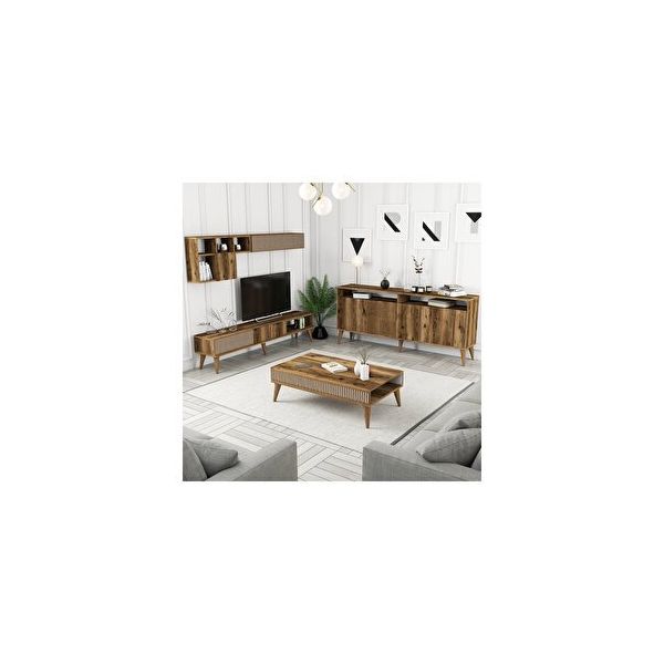 Variant Milan Ceviz - Ceviz 3'lü Salon Takımı