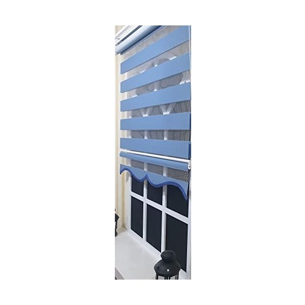 Storburada St 006 100 x 260 Mavi Etek Dilimli Zebra Stor Perde