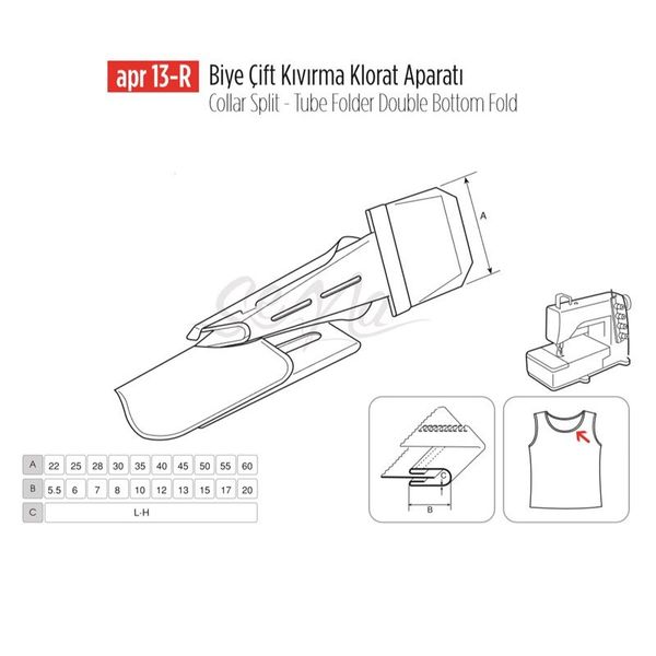Apr Apere Apr 13-R 30 mmx8 mm Biye Çift Kıvırma Klorat (Etek) Aparatı