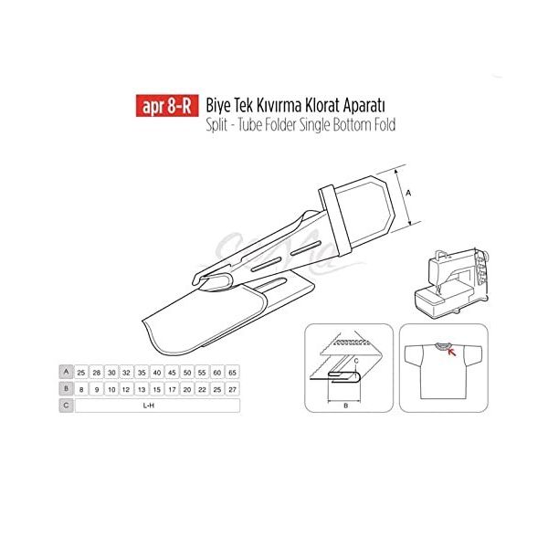 Apr Apere Apr 8-R 28 mmx9 mm Biye Tek Kıvırma Klorat (Etek) Aparatı