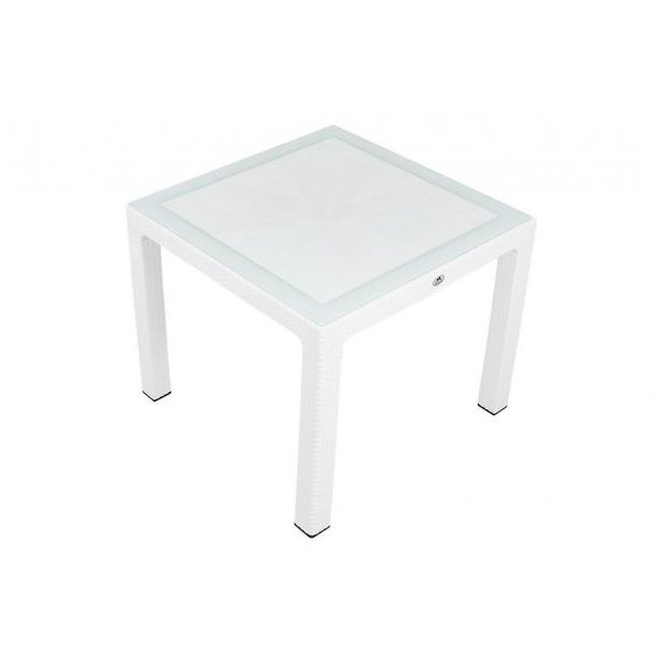 Mandella Elit Ratta Beyaz 90x90 cm Camlı Masa