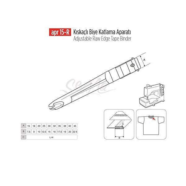 Apr Apere Apr 15-R 35 mmx17 mm Kıskaçlı Biye Aparatı