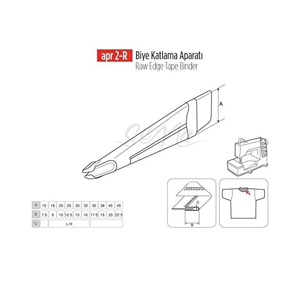 Apr Apere Apr 2-R 40 mmx20 mm Lastikli Biye Katlama Aparatı