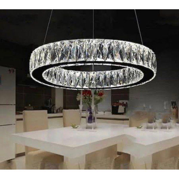 Ala Lighting 304 Krom Paslanmaz Ledli Plaket Kristal Taş İşlemeli Avize