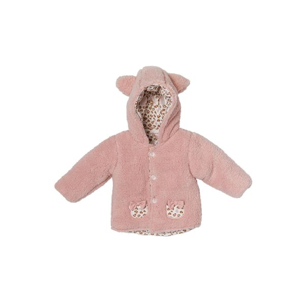 Andywawa AC22078REP Kız Bebek Leopar Desenli Pembe Yumuşak Mont