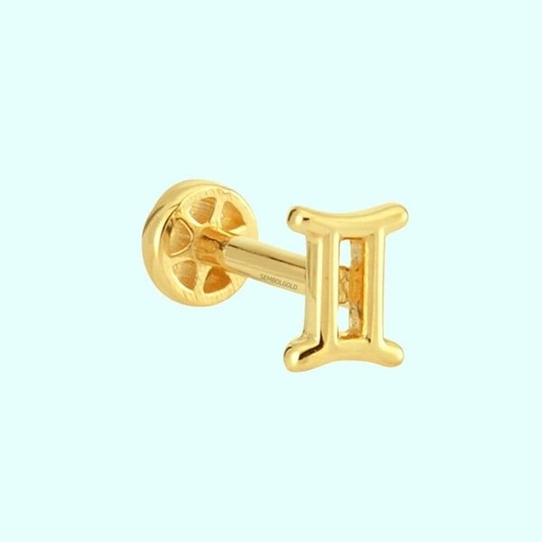 Sembol Gold 14 Ayar İkizler Burcu Altın Tragus Piercing