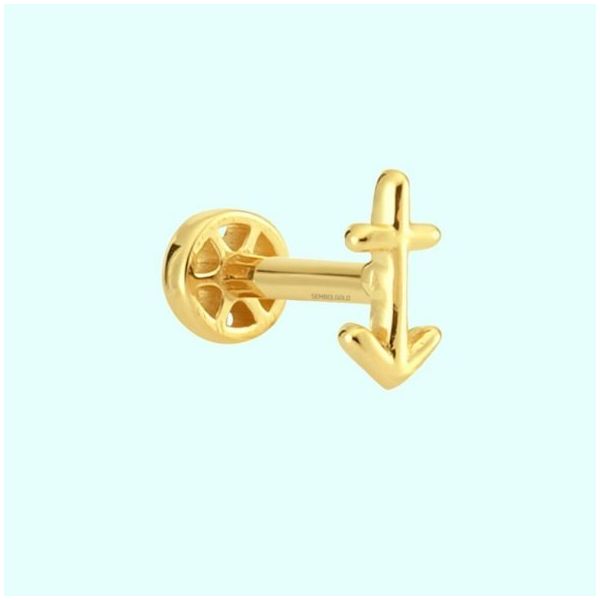 Sembol Gold 14 Ayar Taşsız Altın Çapa Tragus Piercing