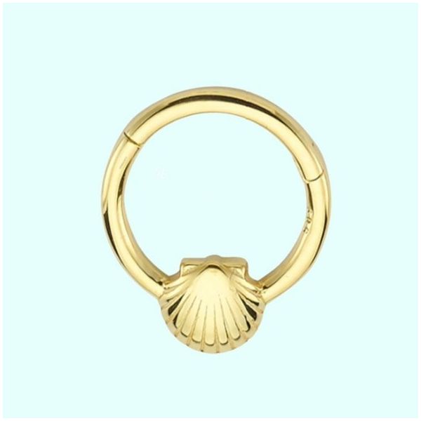 Sembol Gold İstiridye 14 Ayar Altın Halka Piercing