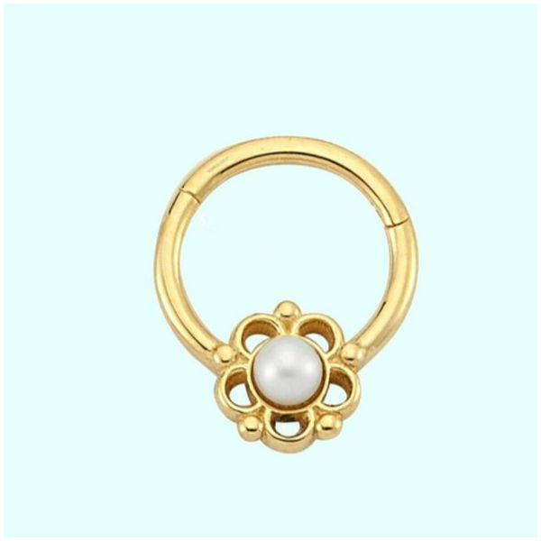 Sembol Gold İnci Form 14 Ayar Altın Halka Piercing