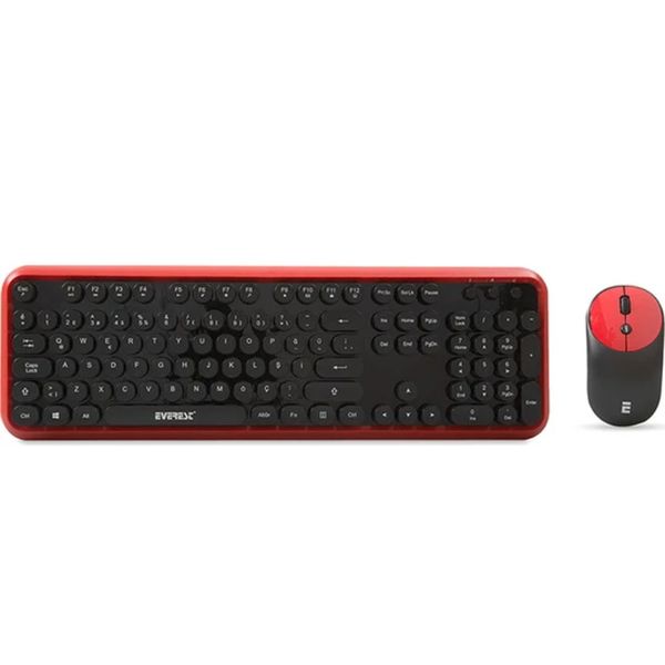 Everest Round KM-6282 Kırmızı Kablosuz Klavye Mouse Seti