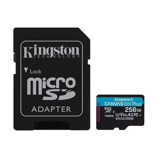 Kingston Canvas Go Plus SDCG3/256GB Class10 UHS-I U3 A2 V30 256 GB Micro SD Kart