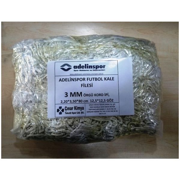 Adelinspor 3 mm Kord İpi 3,50x2,20x0,8 m Futbol Kale Filesi