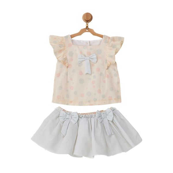 Andywawa Ac22755 Soft Trend Skırt Blouse 2'li Mint Bebek Takım