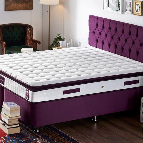 Niron Purple 200x200 cm Tek Kişilik Yatak Baza Başlık Takımı