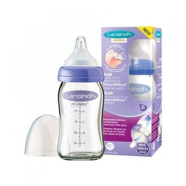 Lansinoh Glass Feeding Bottle 160 ml Cam Biberon