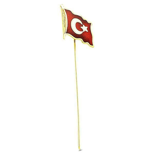 Bilezikhane Bayrak Mineli 14 Ayar Altın Rozet