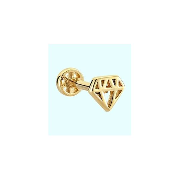 Sembol Gold 14 Ayar Altın Diamond Tragus Piercing