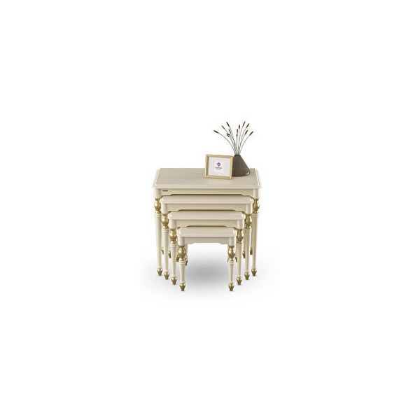 Canisa Concept Saray MDF ve Lake Boya Avangart Krem 4'lü Zigon Sehpa Takımı
