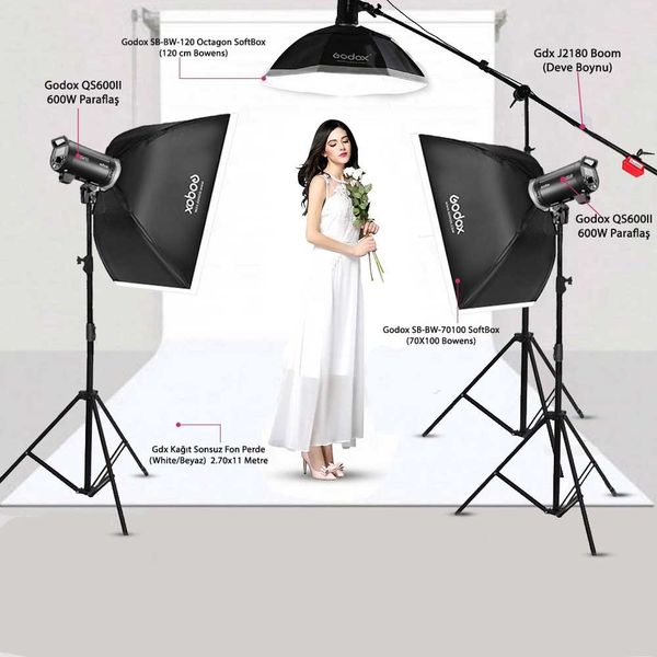 Godox QS600II W/s Pro 3'lü Paraflaş Set