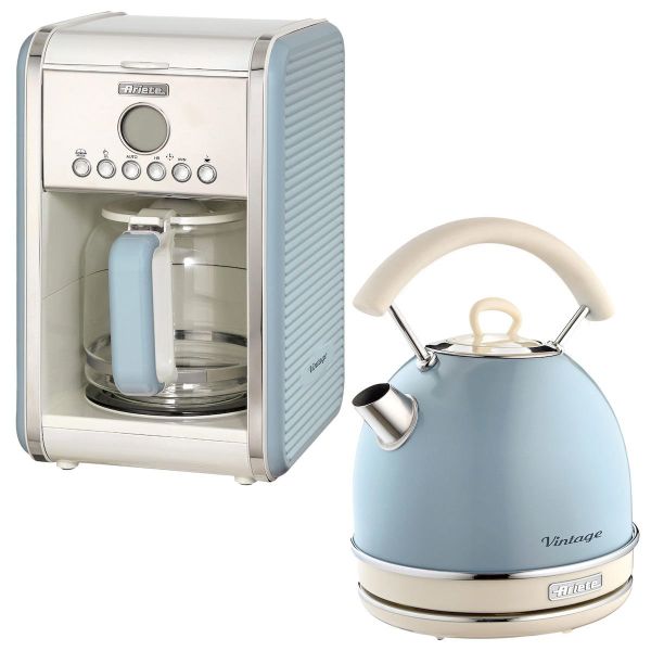 Ariete Vintage Mavi Filtre Kahve Makinesi ve Kettle Seti