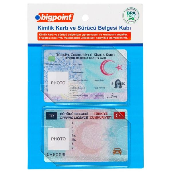 Bigpoint BP671B Şeffaf 86x54 mm 2'li Kimlik ve Ehliyet Kabı Set