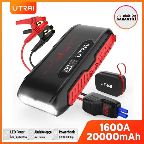 Utraı Jstar 3 20000mAh 1600A Jump Starter LCD Ekranlı Taşınabilir Akü Takviye Cihazı