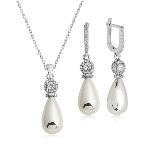 A.C Silvers İnci Damla Kadın Gümüş Set