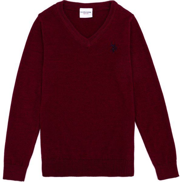 U.S. Polo Assn. 50257649 Erkek Çocuk Bordo Triko Kazak