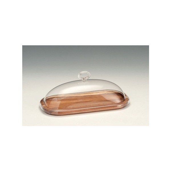 Zicco Akrilik Kapaklı, Ahşap Altlı, 14x29.5 cm Fanus