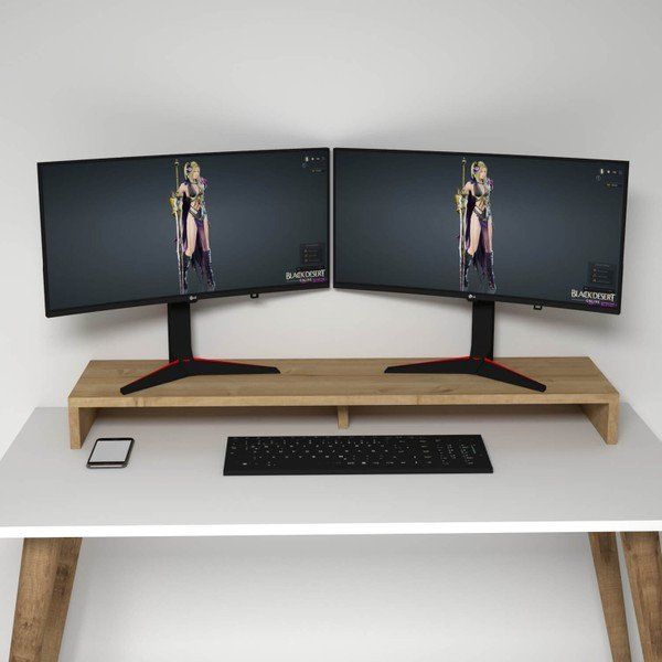 Emkawood Carry Meşe Monitör Yükseltici Soundbar Stand