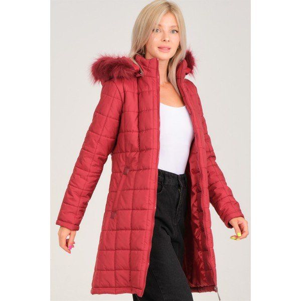 Dewberry Z6653 Açık Bordo Bayan Kaban