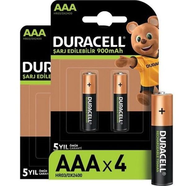 Duracell HR03 900 mAh AAA 4'lü Şarj Edilebilir Pil