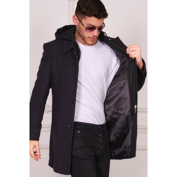 Dewberry PLT8335 Desenli Lacivert Erkek Palto