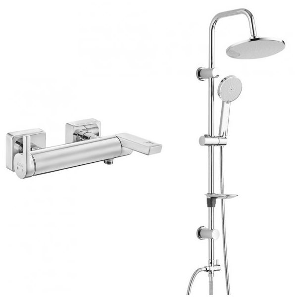 E.C.A İcon Banyo Bataryası ve T-May Paslanmaz Krom Banyo Lidya Oval Tepe Duş Takımı Seti